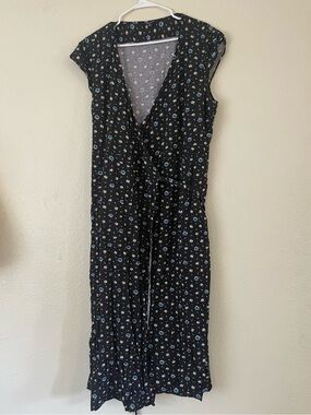 J Crew Mercantile Black Floral Wrap Dress